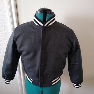 United Face New York  Leather Wool Varsity Jacket